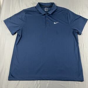 Nike Polo Shirt Mens 2XL College Navy Swoosh Logo Dri-FIT Athletic Golf Classic